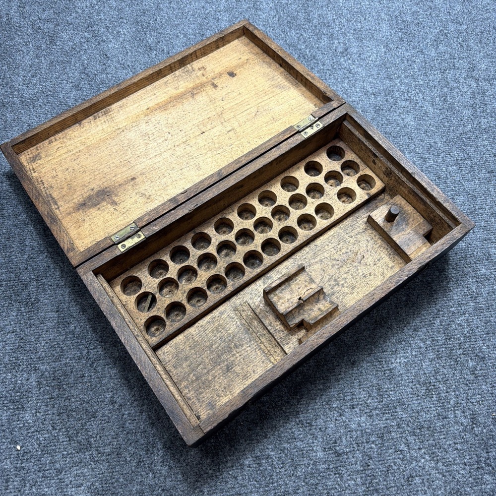 Antique Socket Wrench Box Wooden Vintage USA Tool Large Collector Handmade Rare